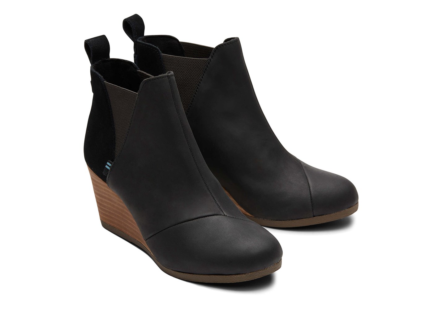 Toms Kelsey Wedge Boots Black - Womens - 73092-IYFQ